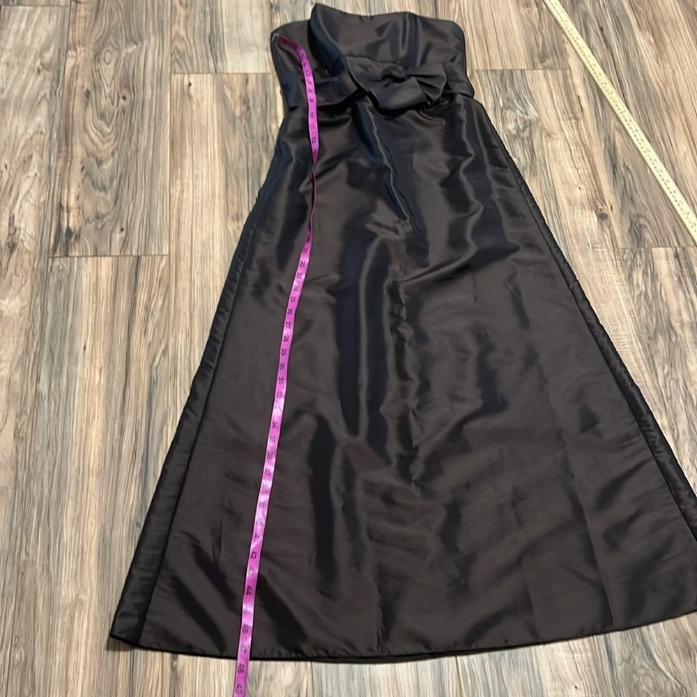 Amsale Size 8 Chocolate Brown Satin Evening Gown – Bow Waist Formal Dress - Picture 6 of 8
